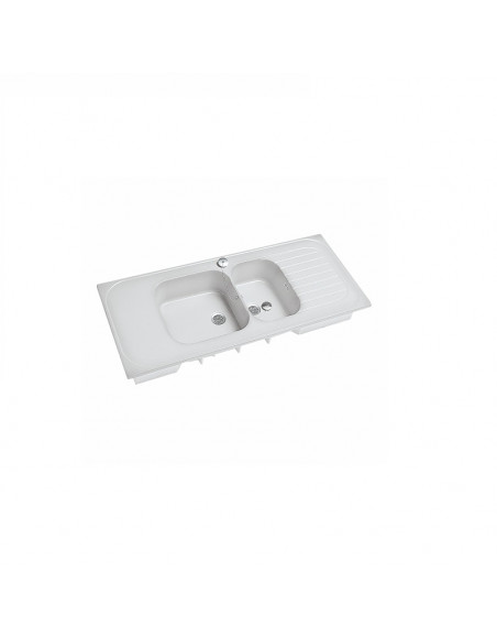 Evier ROANNE 2 cuves 2 égouttoirs 140x60 blanc BLANC GEBERIT 00691000000