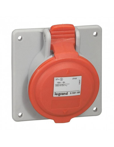 Prise à entraxes unifiés fixe P17 IP44 16A de 380V à 415V 3P+N+T LEGRAND 555189