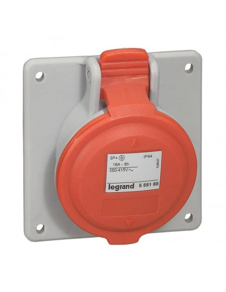 Prise à entraxes unifiés fixe P17 IP44 16A de 380V à 415V 3P+N+T LEGRAND 555189