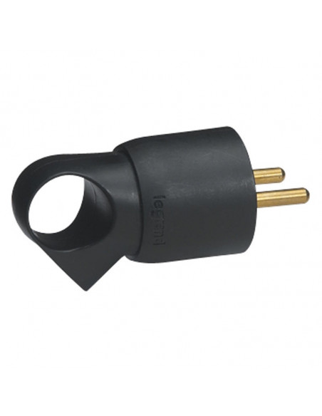 Fiche plastique 2P+T 16A à anneau noire LEGRAND 050107