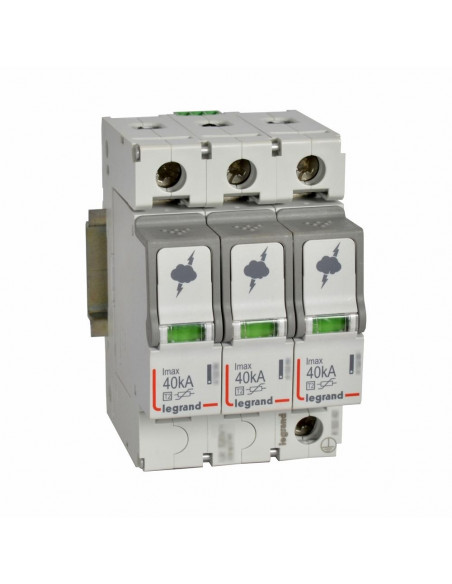 Parafoudre basse tension type T2 Imax 40kA/pôle 3 Pôles 440 V~ (IT) 3 modules LEGRAND 412232