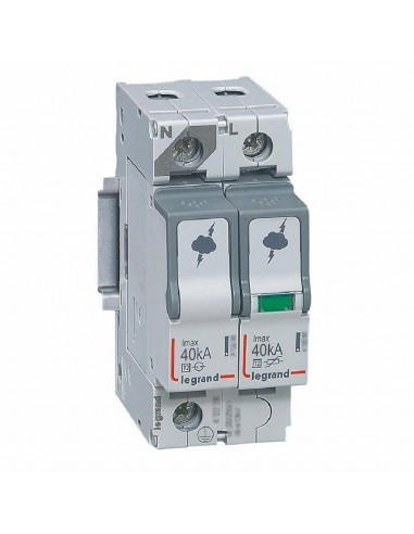 Parafoudre basse tension typeT2 Imax 40kA/pôle 1P+N 320V~ 2 modules LEGRAND 412244