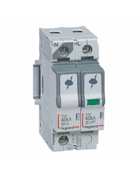 Parafoudre basse tension typeT2 Imax 40kA/pôle 1P+N 320V~ 2 modules LEGRAND 412244