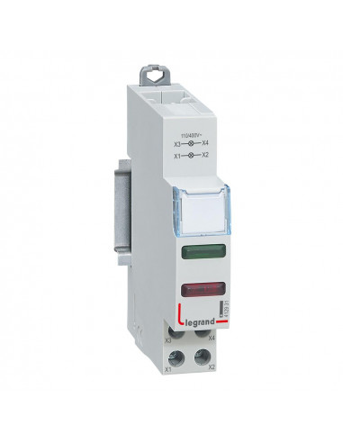 Voyant à LED CX³ double de 110V~ à 400V~ vert et rouge 1 module LEGRAND 412931