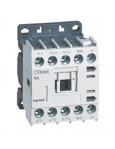 Mini-contacteur de puissance CTX³ 3 pôles 9A avec contact auxiliaire intégré 1NO tension de commande 230V~ LEGRAND 417026