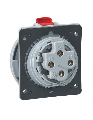 Prise à entraxes unifiés P17 IP66/67 32A - 380V~ à 415V~ 3P+T LEGRAND 555488