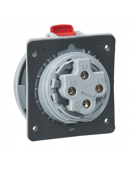 Prise à entraxes unifiés P17 IP66/67 32A - 380V~ à 415V~ 3P+T LEGRAND 555488