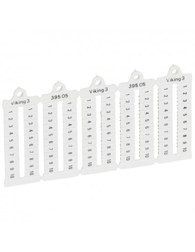 100 Plaques repères à lecture horizontale pour bloc de jonction viking 3 pas 5 mm avec chiffres 1 à 10 LEGRAND 039505