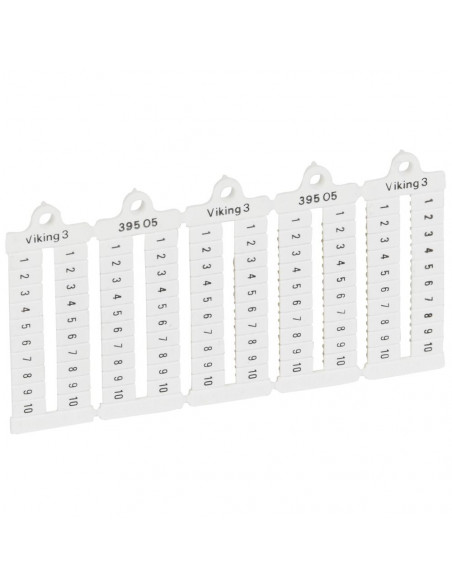 100 Plaques repères à lecture horizontale pour bloc de jonction viking 3 pas 5 mm avec chiffres 1 à 10 LEGRAND 039505