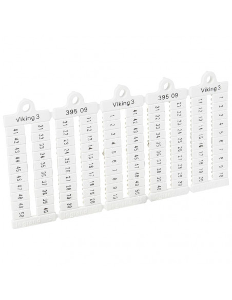1000 repères à lecture horizontale pour bloc de jonction viking 3 pas 5mm avec chiffres 1 à 50 LEGRAND 039509