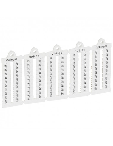 100 repères à lecture horizontale pour bloc de jonction viking 3 pas 5mm avec chiffres 101 à 200 LEGRAND 039511