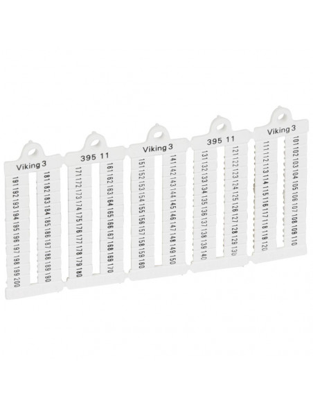 100 repères à lecture horizontale pour bloc de jonction viking 3 pas 5mm avec chiffres 101 à 200 LEGRAND 039511