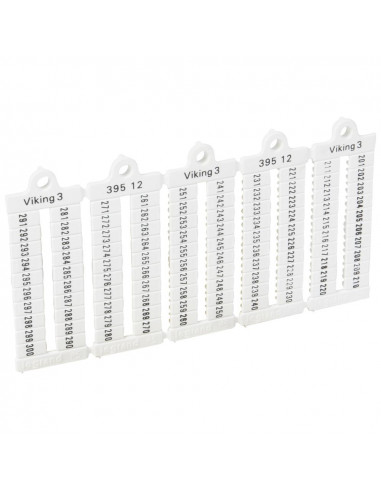 100 repères à lecture horizontale pour bloc de jonction viking 3 pas 5mm avec chiffres 201 à 300 LEGRAND 039512