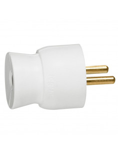 Fiche plastique 2P+T 16A à sortie droite blanc LEGRAND 050100 2