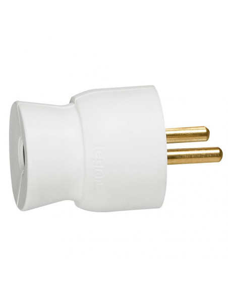 Fiche plastique 2P+T 16A à sortie droite blanc LEGRAND 050100