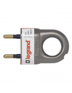 FICHE 2P 6A ANNEAU PLAST ALU LEGRAND 050165