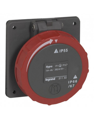 Prise à entraxes unifiés Hypra IP66/67-55 de 380V~ à 415V~ 3P+T+N plastique LEGRAND 051151