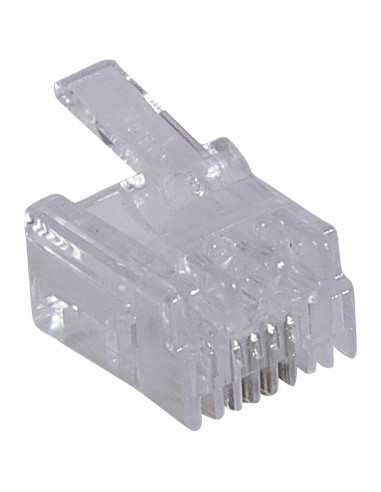 Fiche RJ11 4 contacts largeur 9,65mm pour câble rond LEGRAND 051701