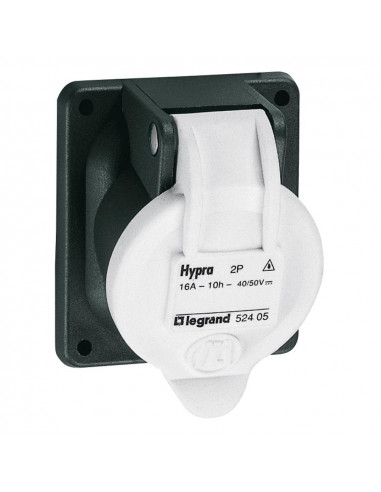 Socle Prise de courant fixe 2 Pôles Hypra IP44 TBT 16A 20V à 50V continu plastique LEGRAND 052405