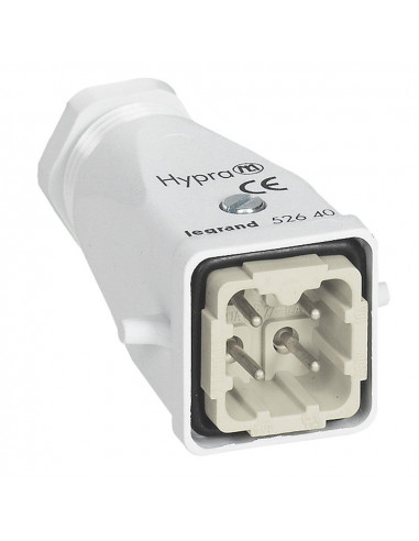 Connecteur multipôles capot mâle sortie verticale plastique Hypra 250V 10A 3P+T LEGRAND 052640