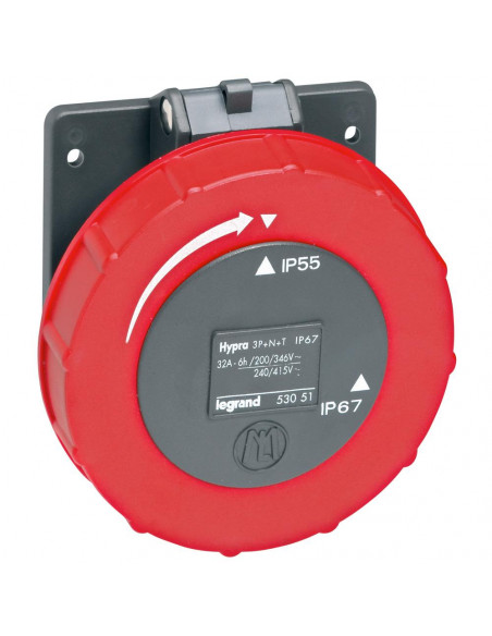 Prise à entraxes unifiés Hypra 3P+T+N IP66/67-55 - 380V~ à 415V~ plastique LEGRAND 053051