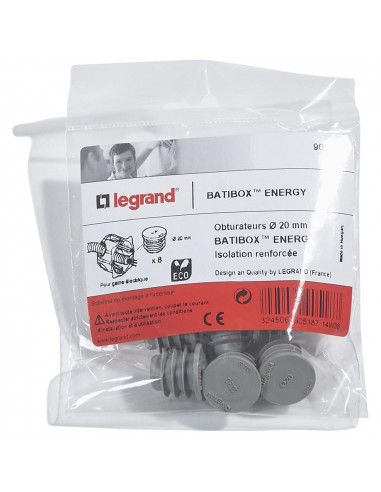 8 OBTURATEURS BATIBOX NRJ 20MM LEGRAND 090518