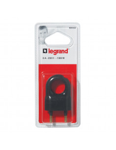 FICHE 2P 6A ANNEAU PLAST NOIR LEGRAND 093963