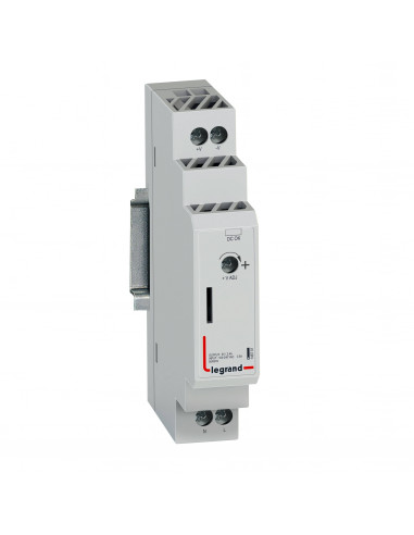 Alimentation modulaire à découpage monophasée entrée 100V à 240V et sortie 5V Continue 12W 2,4A 1 module LEGRAND 146701