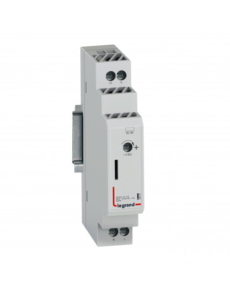 Alimentation modulaire à découpage monophasée entrée 100V à 240V et sortie 5V Continue 12W 2,4A 1 module LEGRAND 146701