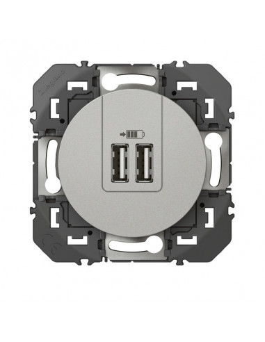 CHARGEUR 2 USB A+A 2.4A 12 W ALU COMPOSABLE DOOXIE LEGRAND 095257