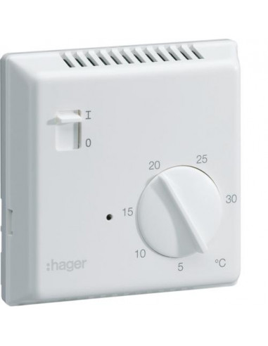 Thermostat ambiance électronique saillie chauf élec avec entrée fil pilote 230V HAGER 25513