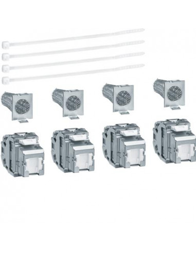 Jeu de 4 connecteurs RJ45 catégorie 6 pour grade 2 TV HAGER TN007