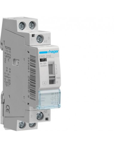 Relais de commande 16A 1F+1O Bobine 24V HAGER ERD218