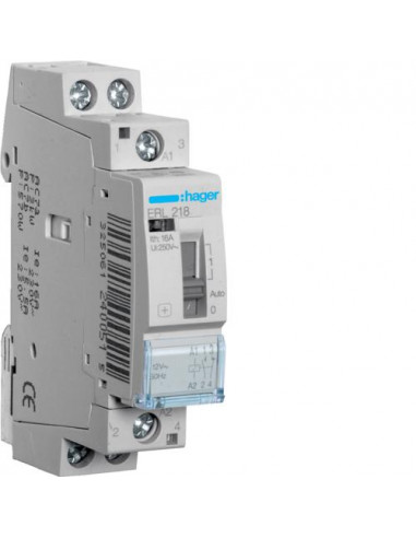 Relais de commande 16A 1F+1O 12V HAGER ERL218