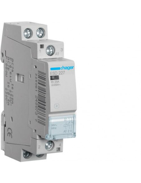 Contacteur 25A 1F+1O Bobine en 24V HAGER ESD227