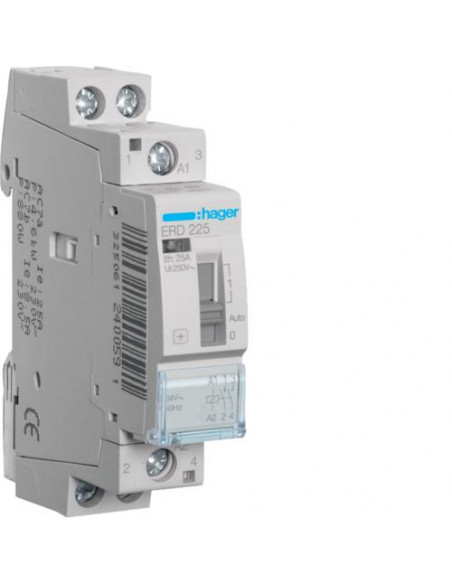 Contacteur à commande manuelle 25A 2F 24V HAGER ERD225