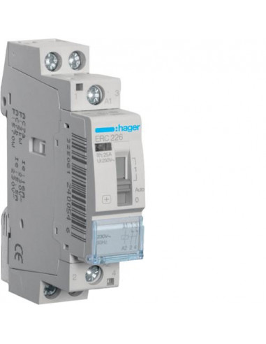 Contacteur à commande manuelle 25A. 2O. 230V HAGER ERC226