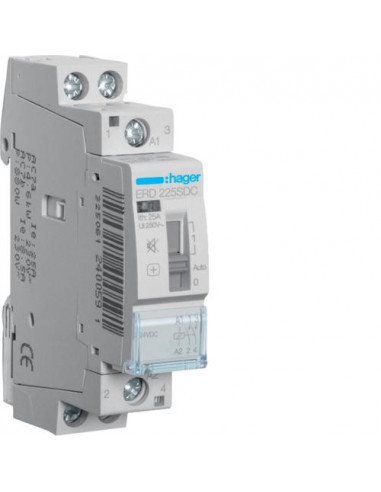 Contacteur silencieux à commande manuelle 25A 2F 24V HAGER ERD225SDC