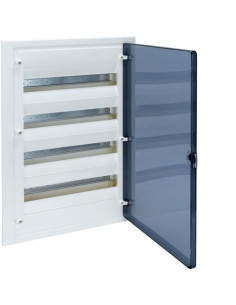 Coffret encastré 4 rangées 72 Modules porte transparente HAGER VF418TR