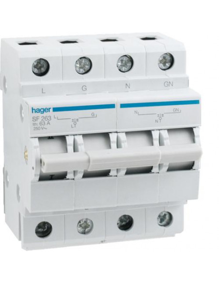 Inverseur 2 pôles 63A I-0-II HAGER SF263