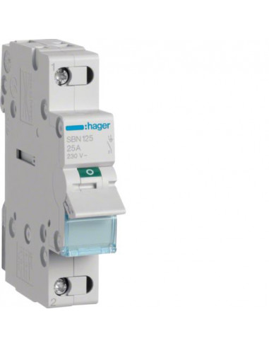Interrupteur modulaire 1 pôle 25A HAGER SBN125