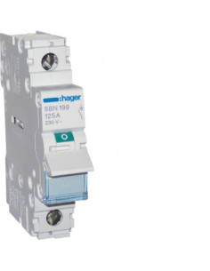 Interrupteur modulaire 1 pôle 125A HAGER SBN199