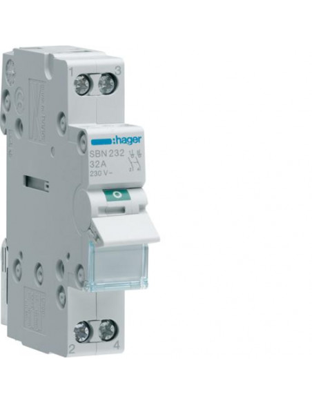 Interrupteur modulaire 2 pôles 32A HAGER SBN232