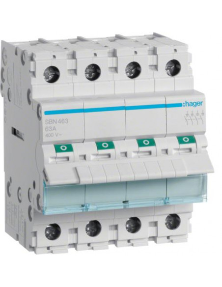 Interrupteur modulaire 4 pôles 63A HAGER SBN463