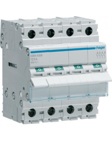 Interrupteur modulaire 4 pôles 125A HAGER SBN499