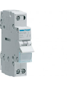 Inverseur modulaire 1 pôle 25A. point commun amont. I-II HAGER SFH125