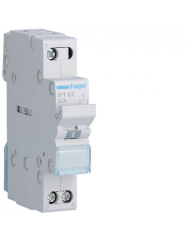 Inverseur modulaire 1 pôle 32A. point commun amont. I-0-II HAGER SFT132