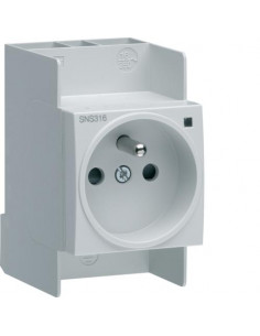 Prise de courant modulaire 16A 2P+T avec voyant version SanVis (FR) HAGER SNS316