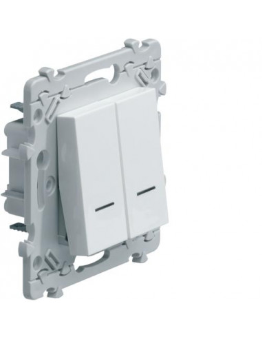 Essensya Double poussoir inverseur 1O+1F à voyant HAGER WE045