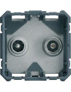 Prise TV + FM gallery direct 2 modules HAGER WXF253
